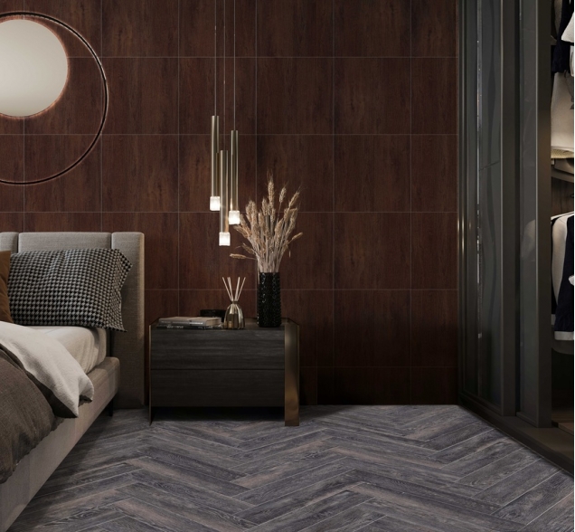 Виниловый ламинат SPC "Cronafloor" Herringbone Дуб Бордо (640*128*4,5 мм) — купить в Энгельсе